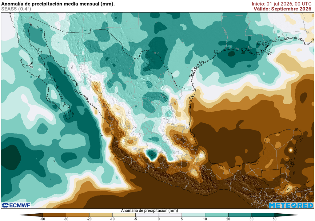 Septiembre es el mes más lluvioso en gran parte del país. Este año podría registrarse menos precipitación en el centro, sur y de manera particular en la península de Yucatán.