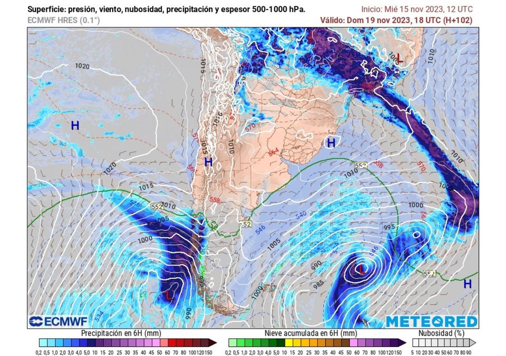 presión y precipitaciones previstas