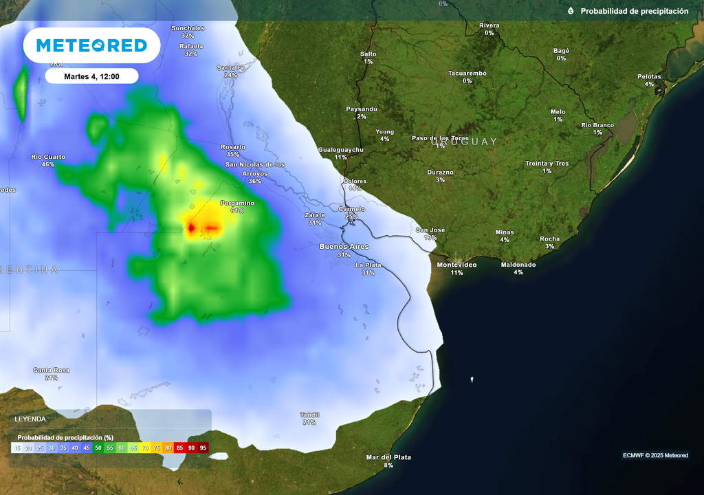 Probabilidad de precipitación martes 4 de noviembre a las 12 h