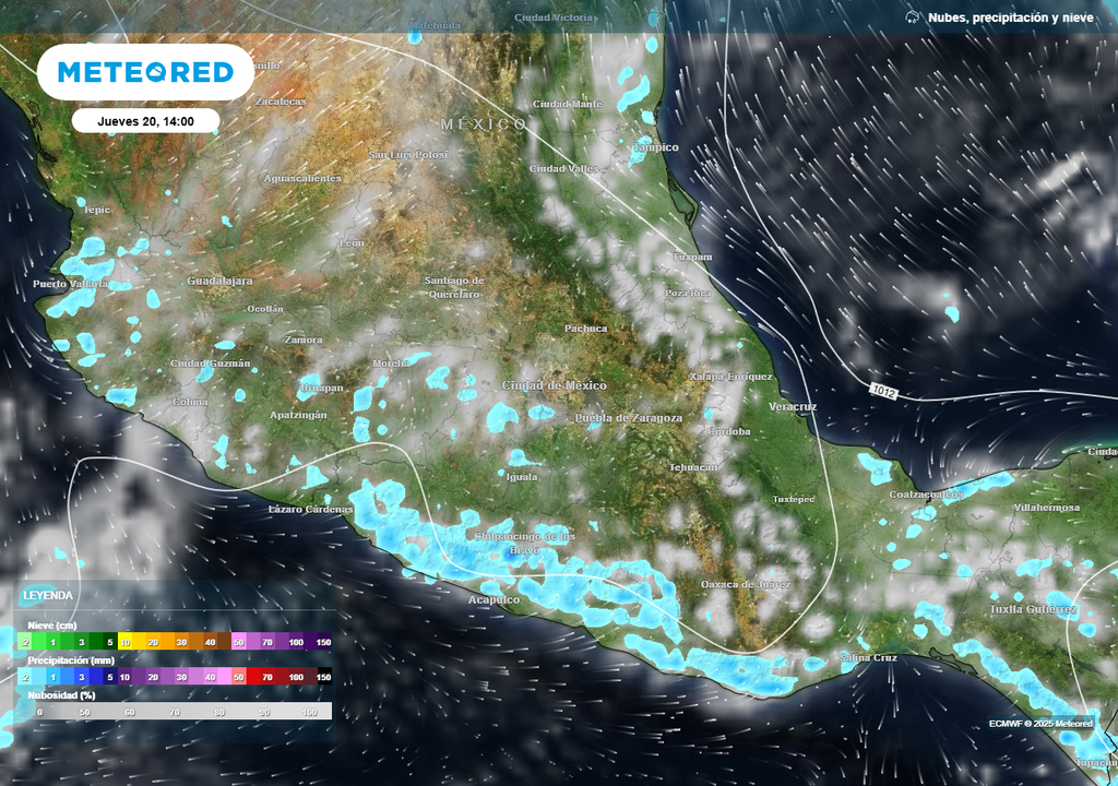Condiciones de presión atmosférica, nubes y lluvias