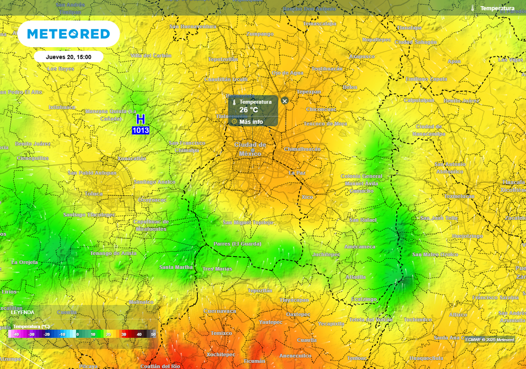 Pronóstico de temperaturas en grados Celsius