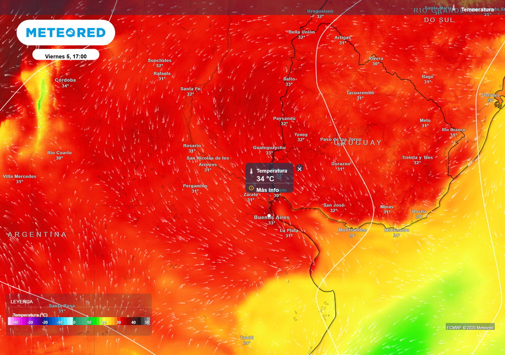 Temperatura Viernes 5 de diciembre 17 h
