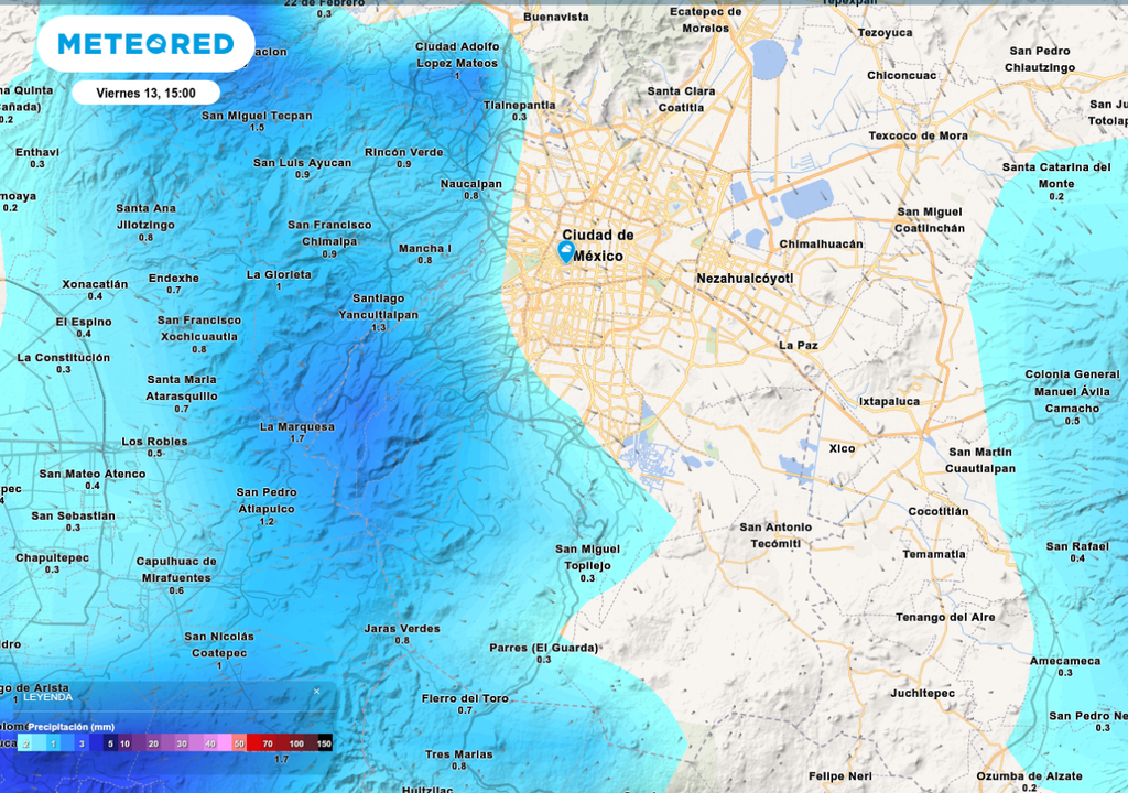 La mayor probabilidad de lluvias se espera en zonas del sur y poniente de la capital.