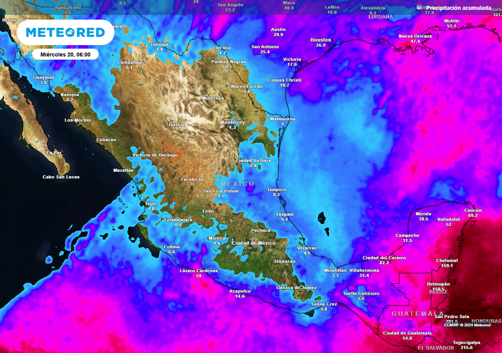 Acumulado de lluvias en milímetros