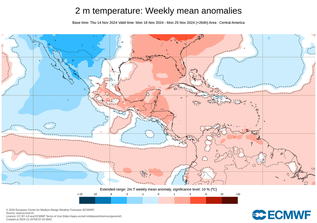 Anomalía de temperaturas en grados Celsius