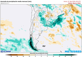 Pron&oacute;stico para marzo en Argentina: el ECMWF confirma lluvias m&aacute;s frecuentes y temperaturas superiores al promedio
