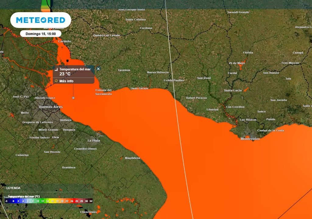 La temperatura superficial del Río de la Plata se mantendrá en torno de los 23 °C