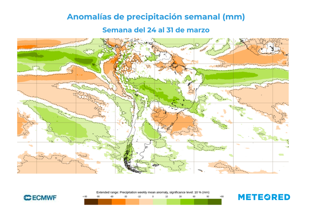 mapa de anomalías de precipitación semanal. mapa de anomalías de precipitación semanal.