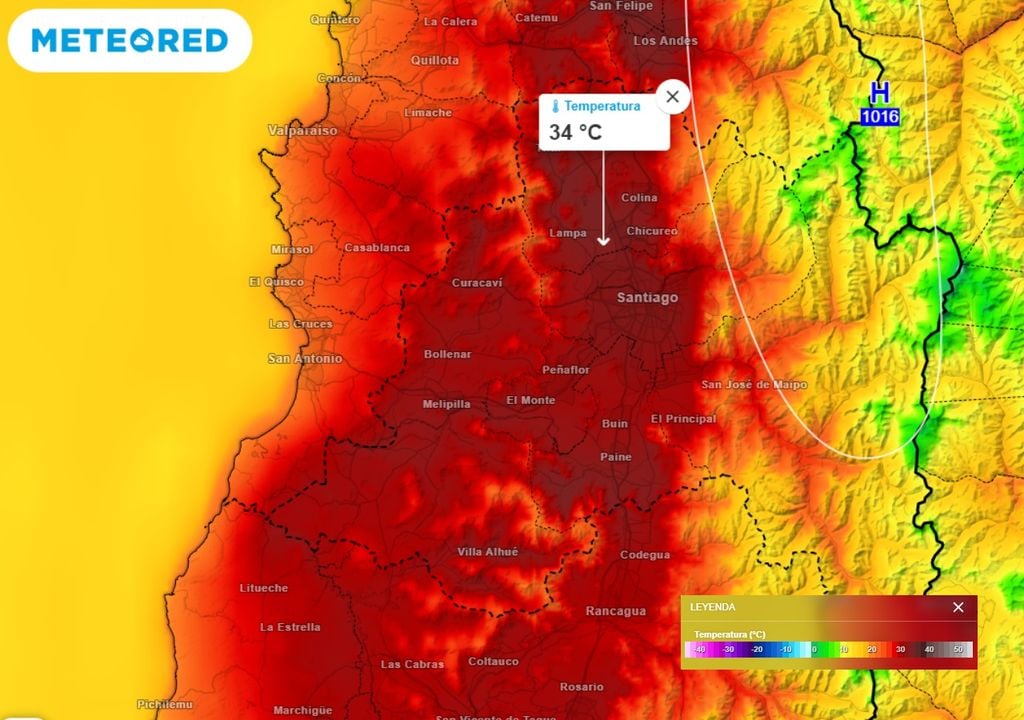 Temperatura máxima Región Metropolitana Viernes Santo Temperatura máxima Región Metropolitana Viernes Santo