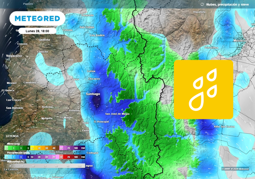 Es oficial: regresan las lluvias a Santiago este lunes, con posibles tormentas y vientos de hasta 70 km/h