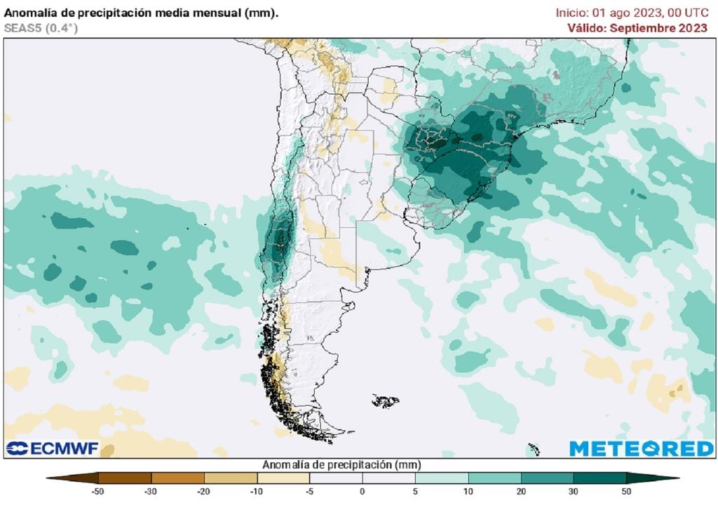 pronóstico precipitación septiembre 2023 Chile ECMWF