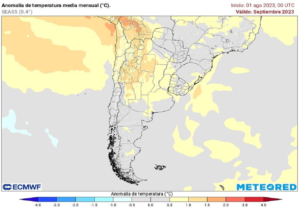 pronóstico temperatura del aire septiembre 2023 Chile ECMWF pronóstico temperatura del aire septiembre 2023 Chile ECMWF