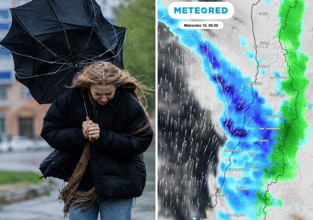 El arribo de un sistema frontal este martes dejará lluvias y vientos considerables entre Biobío y Coquimbo: este evento se extenderá hasta el miércoles.