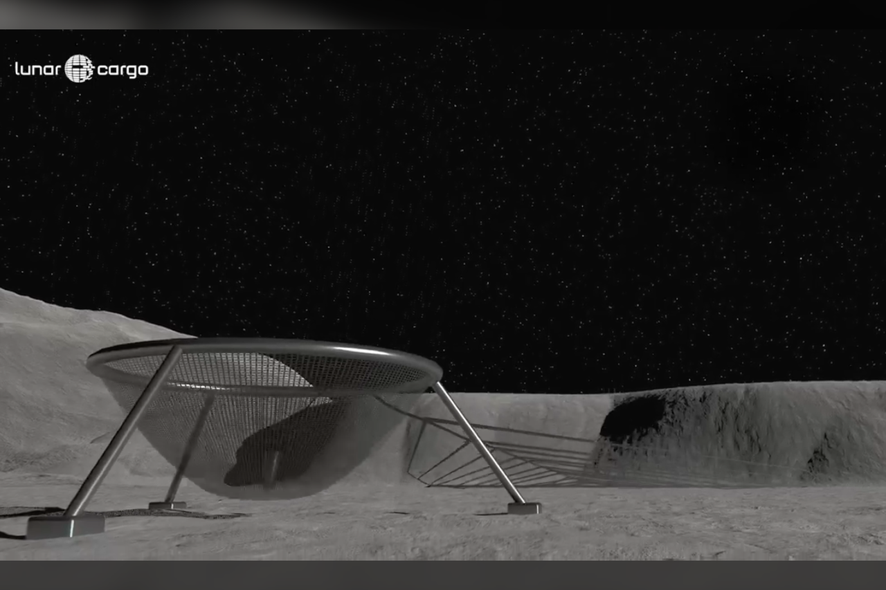 Simulación del sistema M.A.C.E.D.O.N.A.S. atrapando un cohete. Crédito: Lunar Cargo