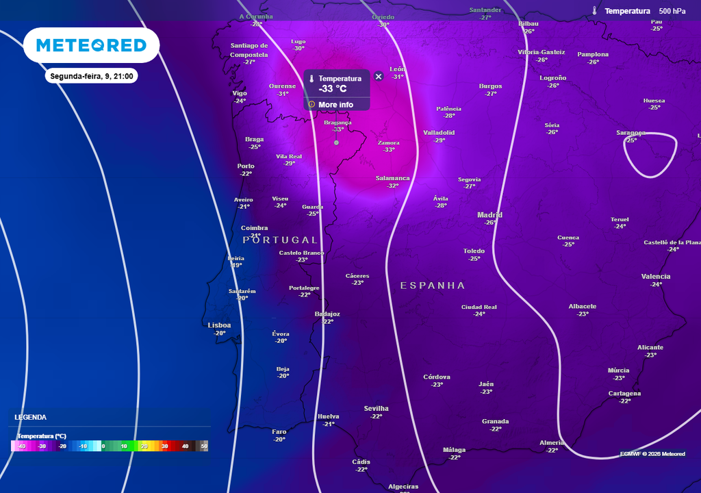 Para o início da segunda semana de março prevê-se o nascimento e desenvolvimento de uma nova depressão isolada em altitude sobre a Península Ibérica.