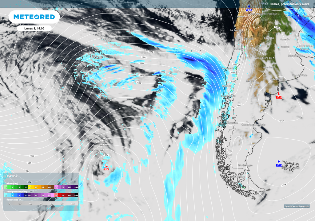 Sistema frontal previsto