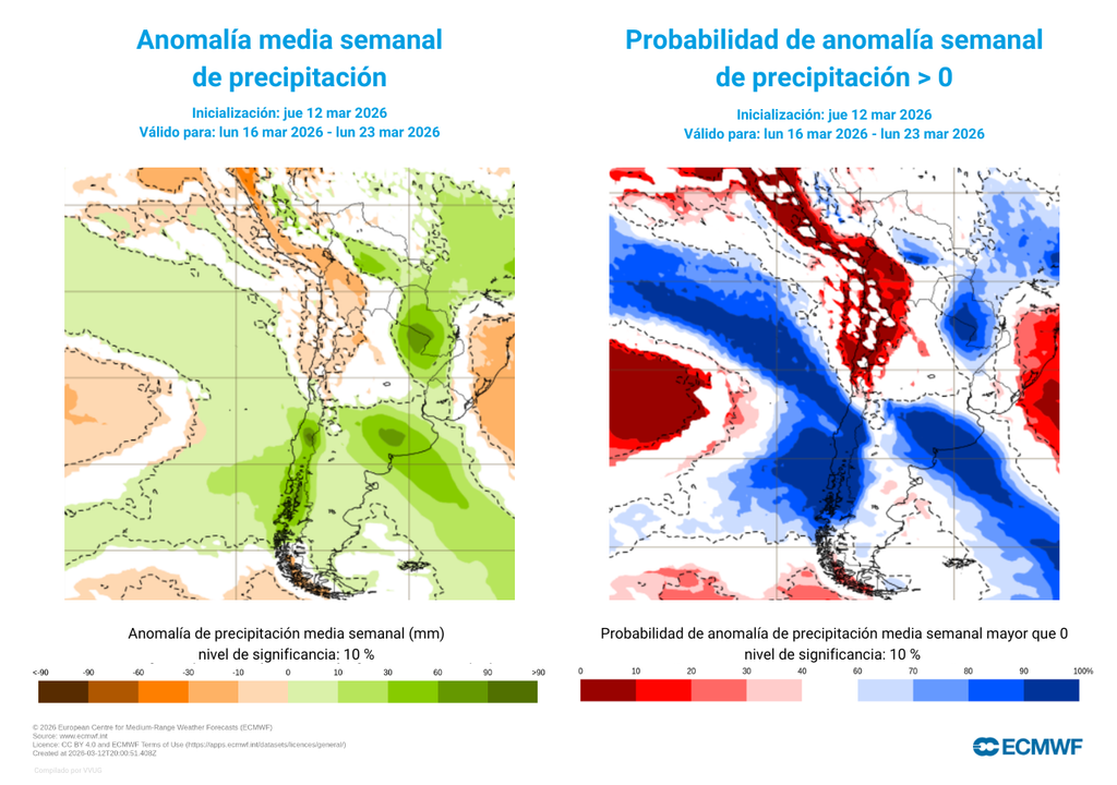 Las lluvias aumentan y la probabilidad que superen el promedio normal también. La próxima semana se prevé lluviosa en varios puntos del Chile.