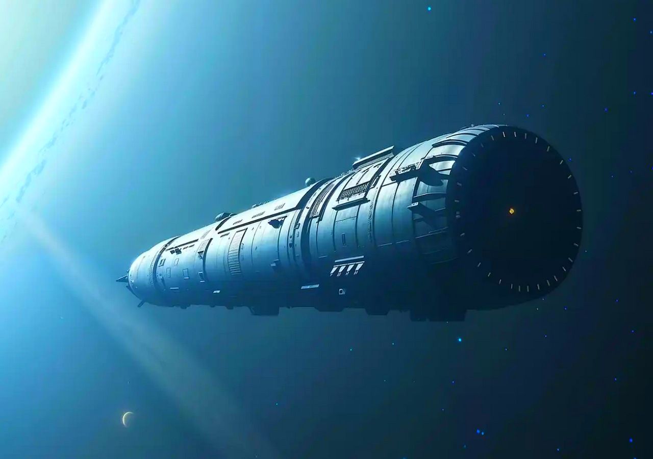 Rappresentazione artistica del Progetto Chrysalis, la nave generazionale progettata per viaggiare per 400 anni fino ad Alpha Centauri. Immagine: Chrysalis - Progetto Hyperion.