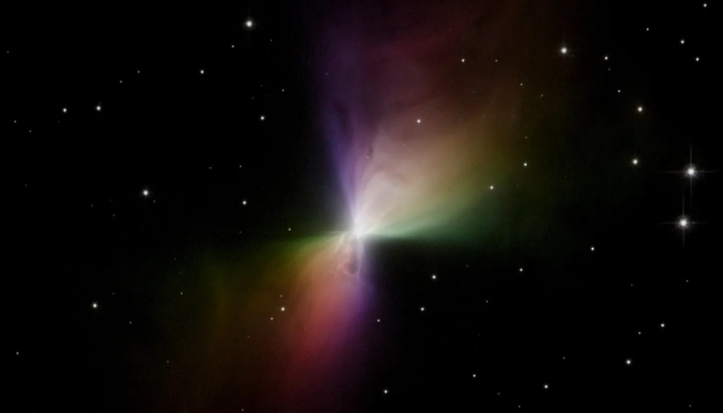A Nebulosa Boomerang detém o recorde de ambiente natural mais frio conhecido do Universo, com temperaturas próximas de 1 kelvin. Crédito: NASA A Nebulosa Boomerang detém o recorde de ambiente natural mais frio conhecido do Universo, com temperaturas próximas de 1 kelvin. Crédito: NASA