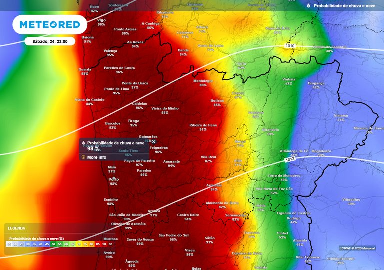 Quando &eacute; que &eacute; mais prov&aacute;vel que chova este fim de semana no Porto?