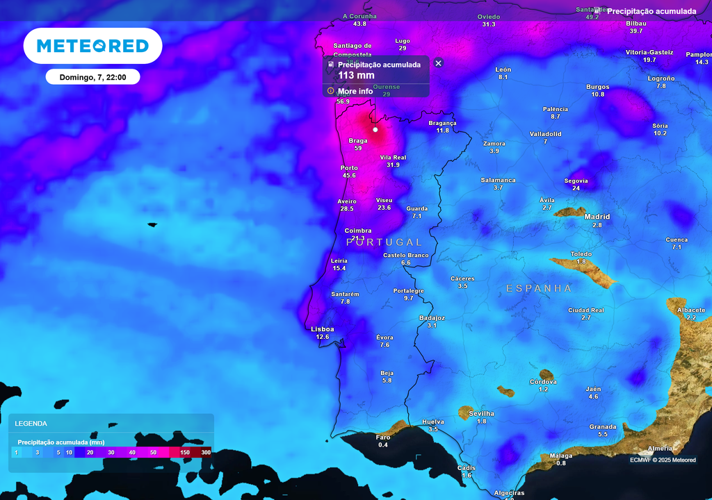Mapa atmosférico: Precipitação acumulada Mapa atmosférico: Precipitação acumulada