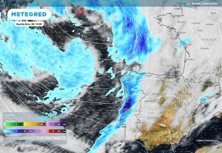 Quarta e quinta-feira novas superf&iacute;cies frontais trar&atilde;o mais uma &ldquo;dose&rdquo; de chuva, vento e agita&ccedil;&atilde;o mar&iacute;tima a Portugal