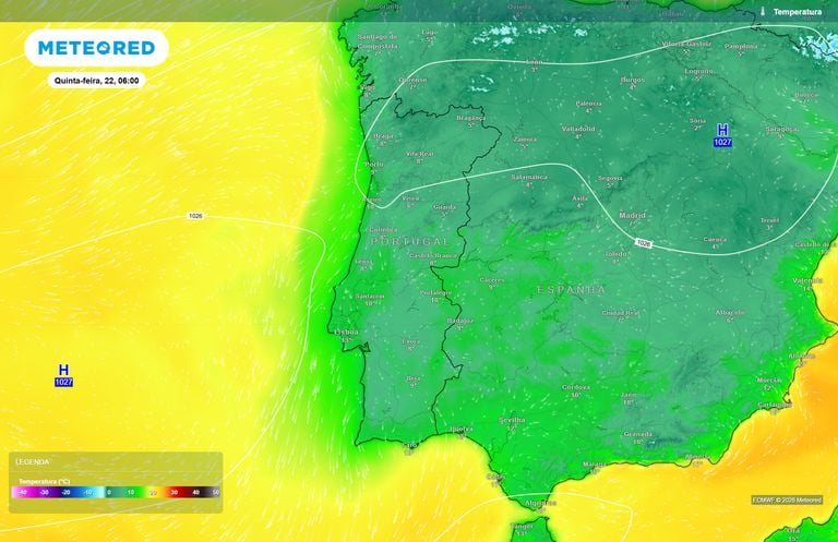 Quarta e quinta-feira: onde estar&atilde;o as temperaturas mais baixas em Portugal? ECMWF prev&ecirc; apenas 5 &ordm;C em algumas regi&otilde;es