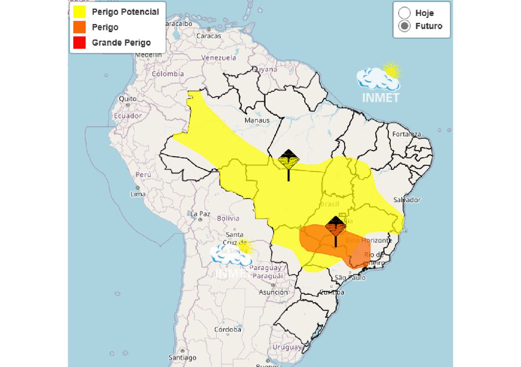 INMET emite alertas amarelo e laranja para 13 estados brasileiros. INMET emite alertas amarelo e laranja para 13 estados brasileiros.
