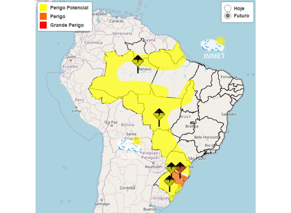 INMET emite alertas amarelo e laranja para 13 estados brasileiros.