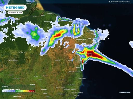 Quase 100 mm de chuva deixam 3 estados do Nordeste sob alerta; veja a previs&atilde;o