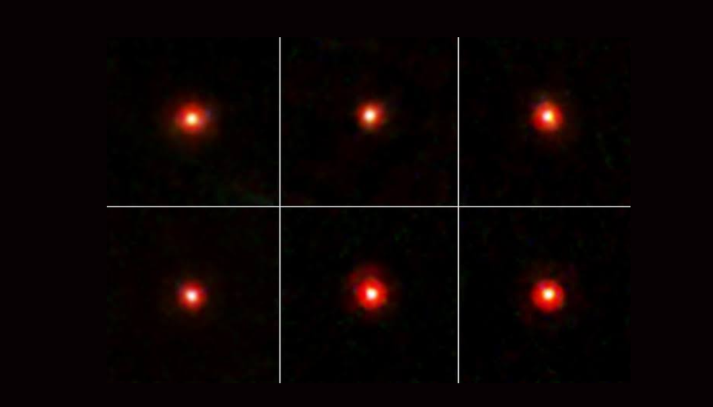Pesquisadores encontraram quatro pares de Little Red Dots (LRDs) que podem representar buracos negros supermassivos em processo de fusão no Universo primordial. Crédito: Science Pesquisadores encontraram quatro pares de Little Red Dots (LRDs) que podem representar buracos negros supermassivos em processo de fusão no Universo primordial. Crédito: Science