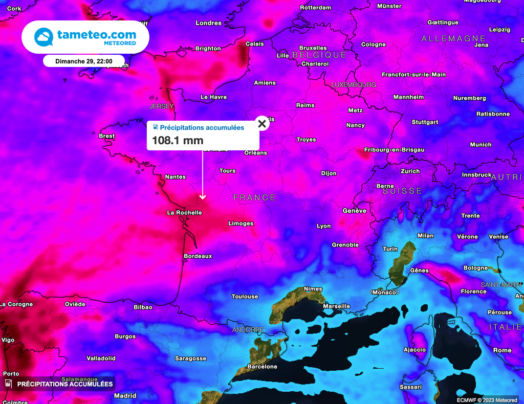 Jusqu'à plus d'un mois de pluie pourront tomber d'ici dimanche soir.