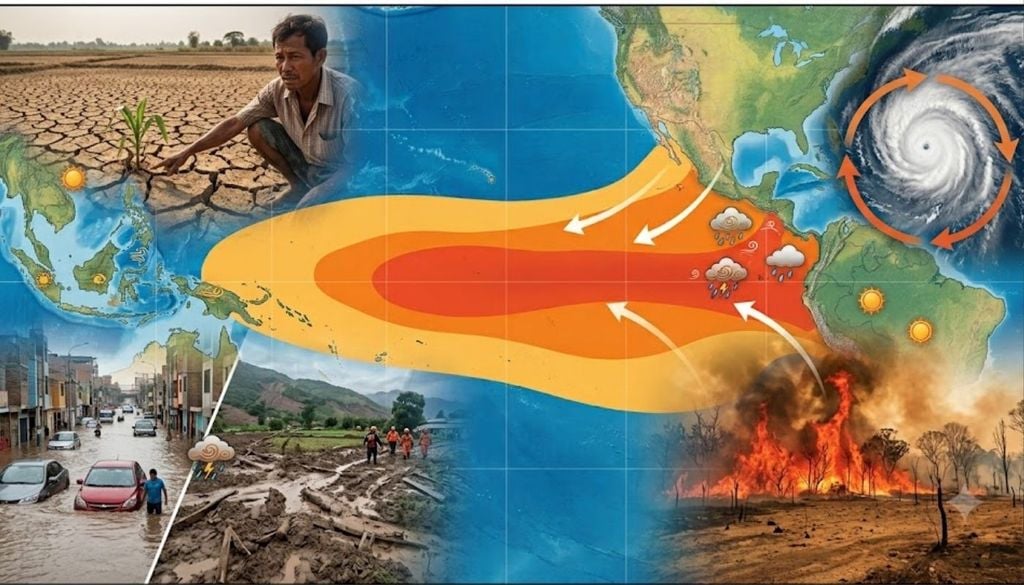 Extremos climáticos Este año, diversos organismos internacionales ya habían advertido que El Niño evolucionaba hacia una fase más intensa de lo habitual, un escenario que favorece este tipo de configuraciones atmosféricas.