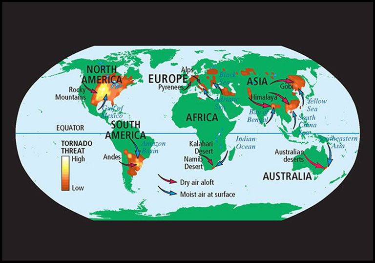 Zonas tornádicas en el mundo Zonas tornádicas en el mundo