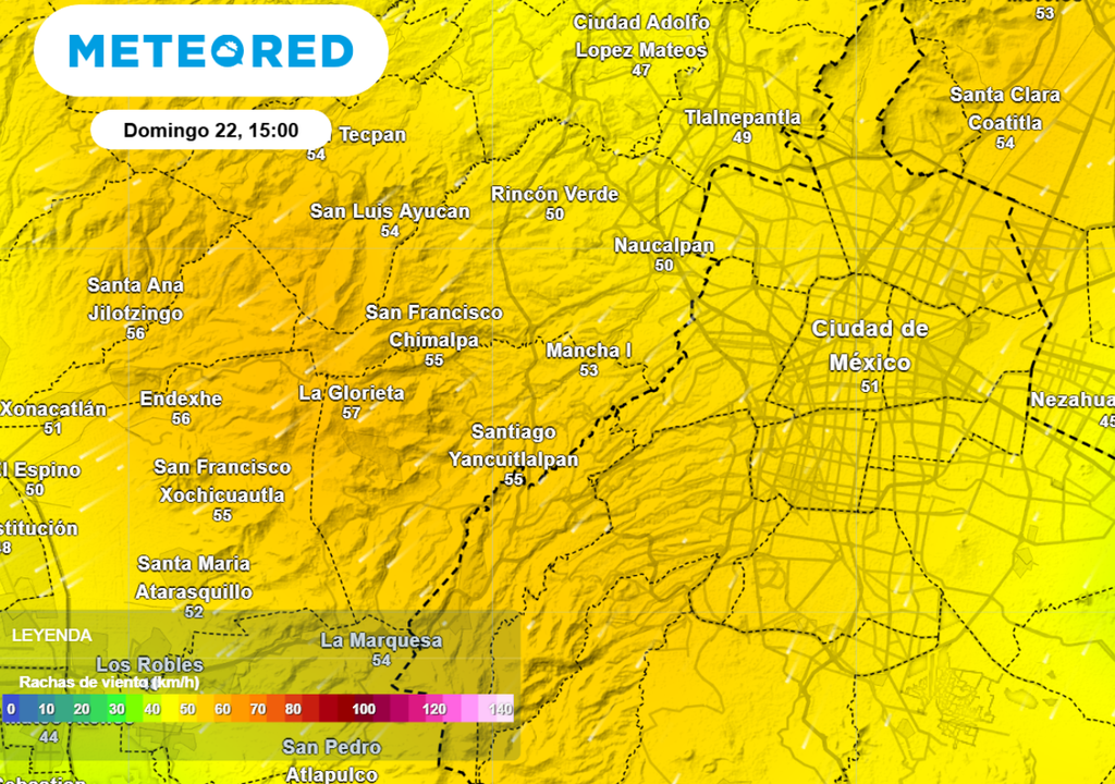 Durante la tarde del domingo se esperan ráfagas de viento de hasta 55 km/h en la Ciudad de México.