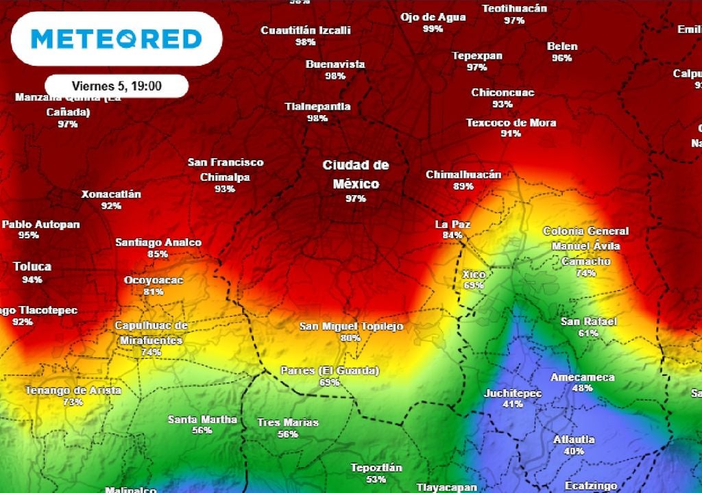 Alta probabilidad de precipitación en la CDMX el fin de semana.