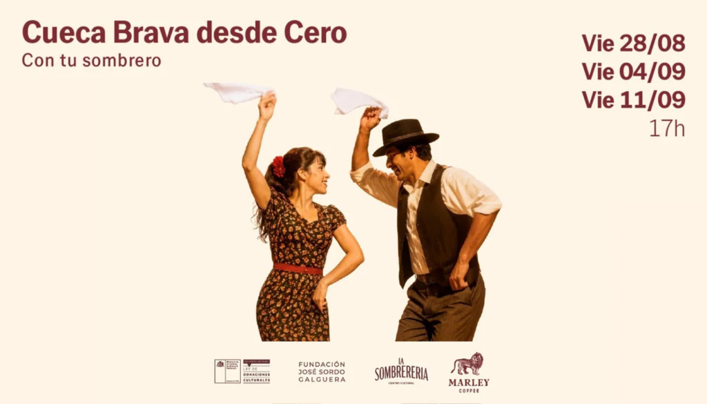 Talleres de cueca brava en Santiago. Los talleres de cueca brava son para prepararse para las celebraciones de Fiestas Patrias. Crédito: Centro Cultural La Sombrerería.