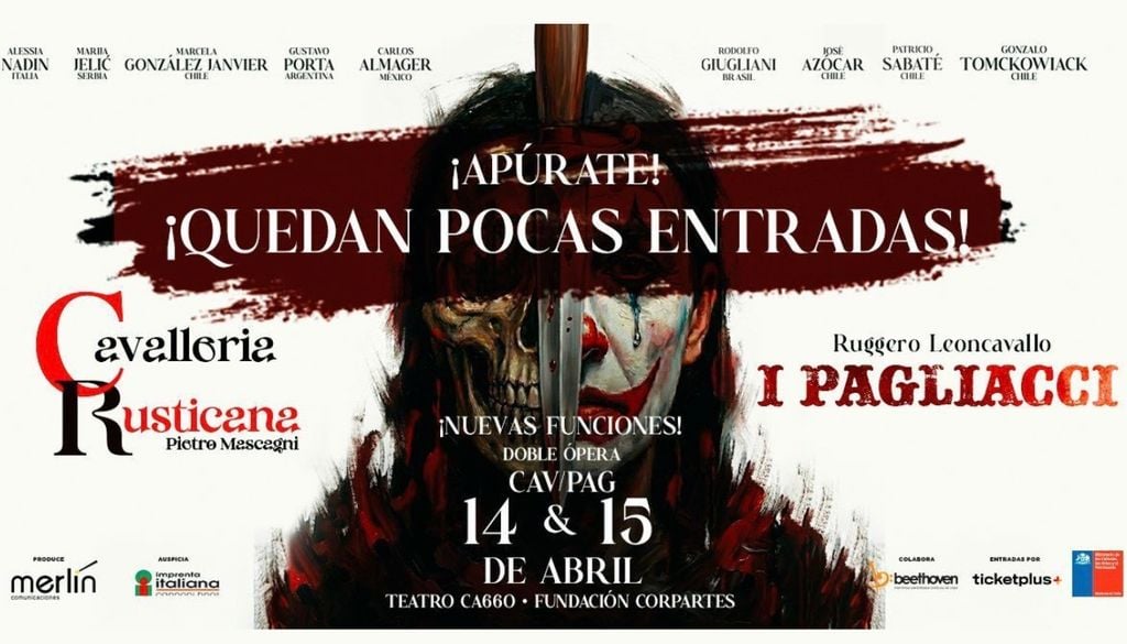 La Fundación CorpArtes invita a disfrutar de dos grandes clásicos de la ópera en una sola función. Crédito: Ticketplus.