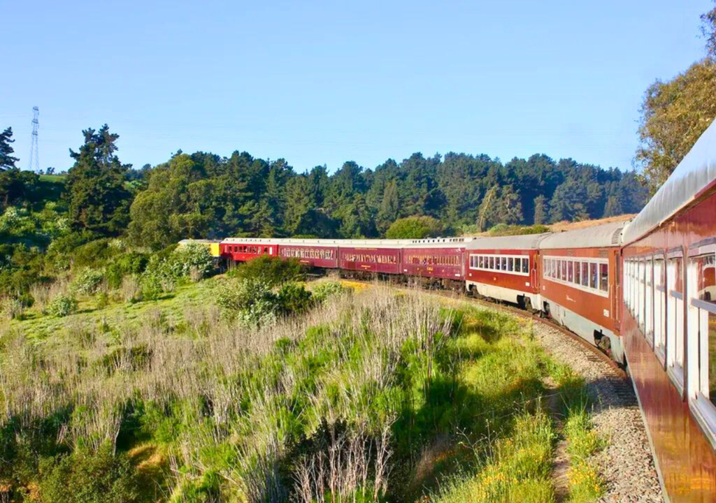 El Tren del Recuerdo invita a disfrutar de los bellos paisajes de la zona central de Chile a bordo de un tren patrimonial. Crédito: EFE Trenes de Chile.