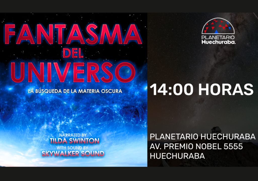 En el planetario Huechuraba se está presentando un espectáculo sobre uno de los mayores misterios de la física moderna. Crédito: Planetario Huechuraba.
