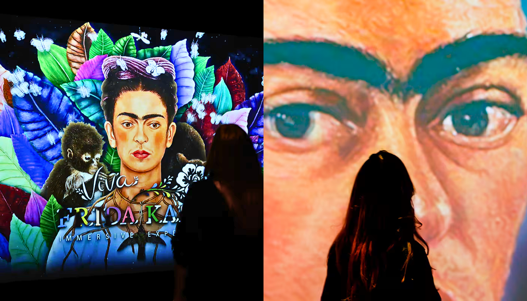 Muestra inmersiva “Viva Frida Kahlo”. La muestra “Viva Frida Kahlo” se presentará hasta el domingo 23 de agosto en Santiago. Crédito: Fever.