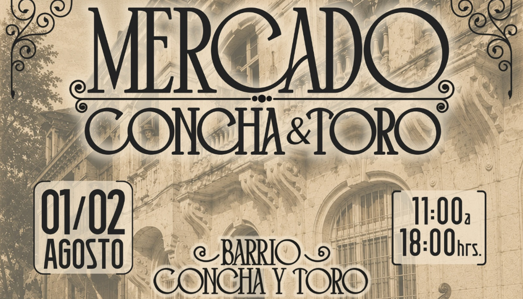 Mercado Concha y Toro, panorama en Santiago. El Mercado Concha y Toro invita a disfrutar de una entretenida feria en un barrio patrimonial de Santiago. Crédito: @espaciocyt.