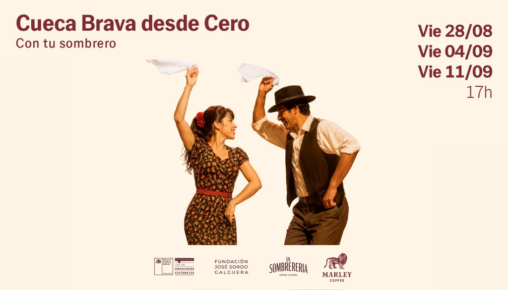 El taller “Cueca Brava desde cero” invita a aprender los fundamentos de nuestro baile típico. Crédito: Centro Cultural La Sombrerería.