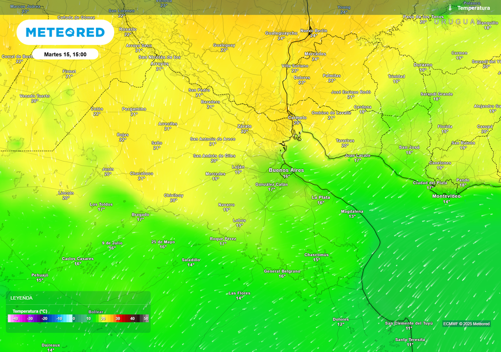 Temperaturas martes 15 de julio de 2025