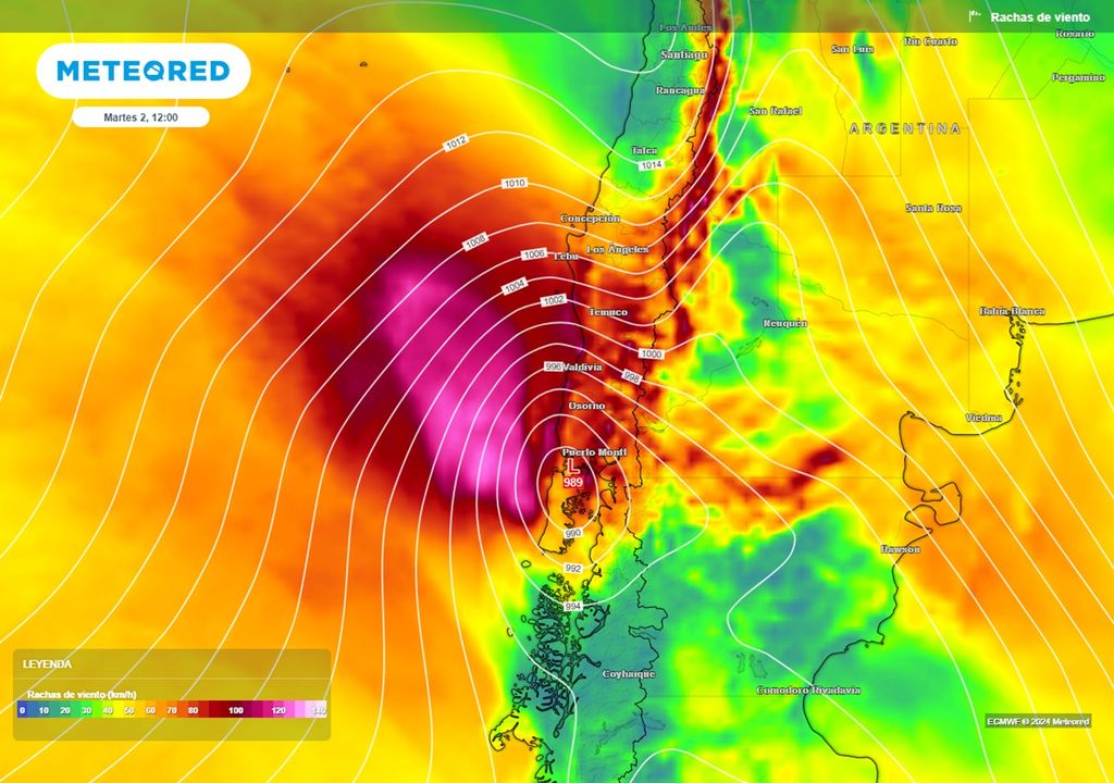 ráfagas de tiempo previstas por el modelo del ECMWF ráfagas de tiempo previstas por el modelo del ECMWF