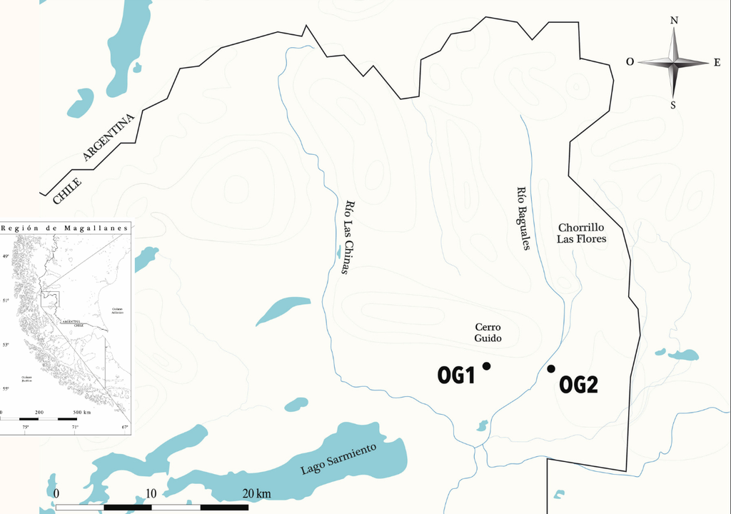 Ubicación de los sitios arqueológicos en la Región de Magallanes. Crédito: Comechingonia/UMAG.