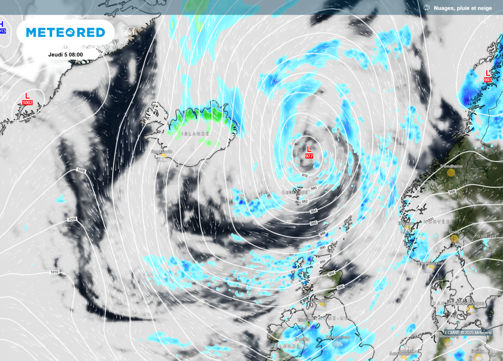 Dépression Islande îles Féroé jeudi matin Dépression Islande îles Féroé jeudi matin