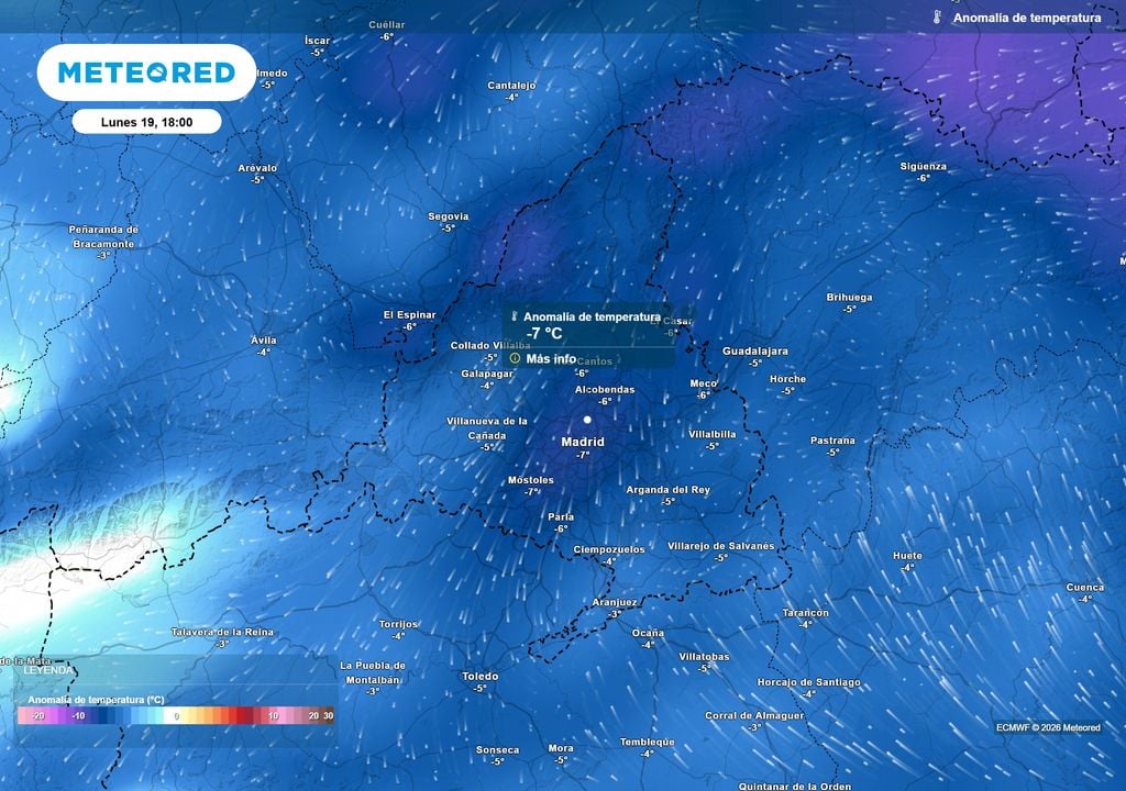 La irrupción polar dejará temperaturas de 7 ºC por debajo de la media habitual de la época.