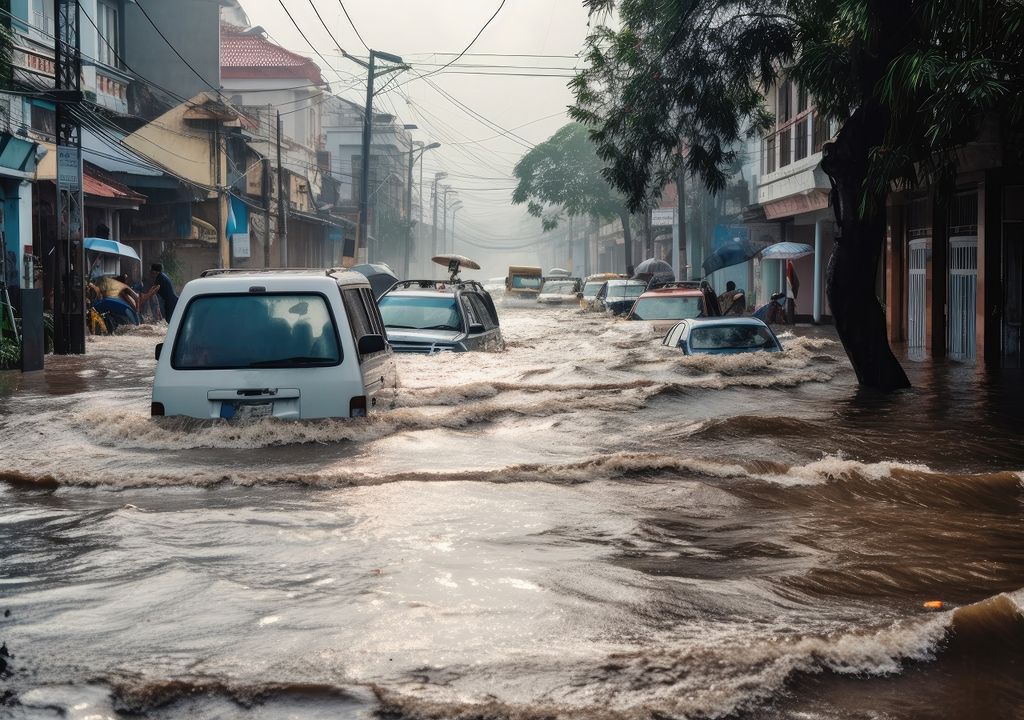 Autos y calles inundadas