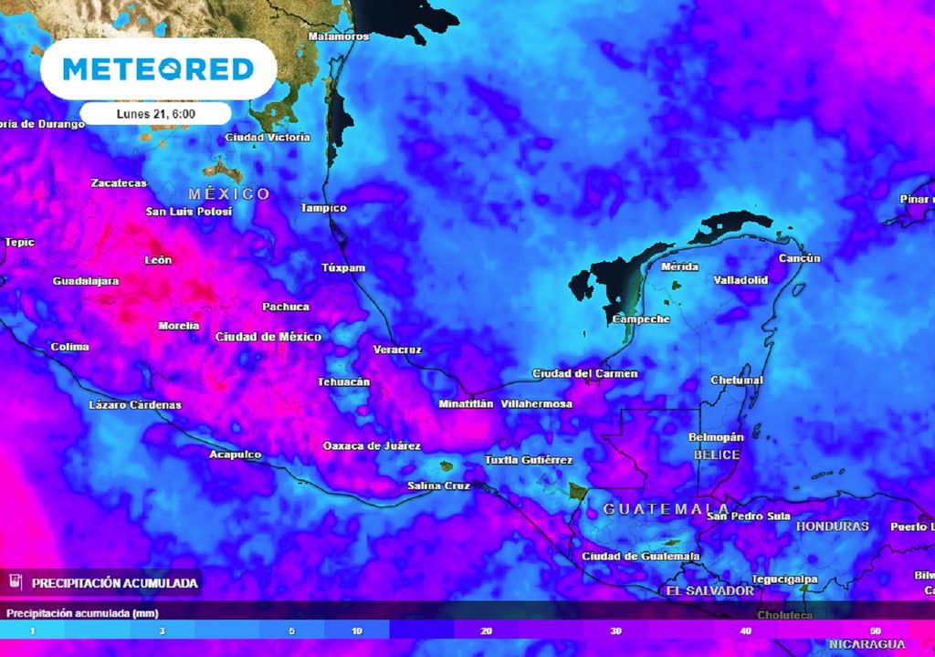 Modelo ECMWF - Acumulado de lluvias en milímetros Modelo ECMWF - Acumulado de lluvias en milímetros